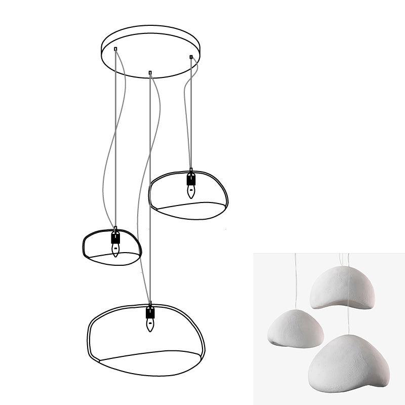 Modern Organic Cloud Chandelier with Rough Texture HDPE Shades and Adjustable Cables