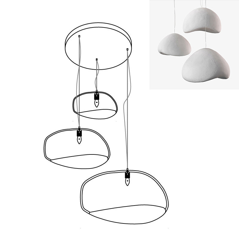 Modern Organic Cloud Chandelier with Rough Texture HDPE Shades and Adjustable Cables