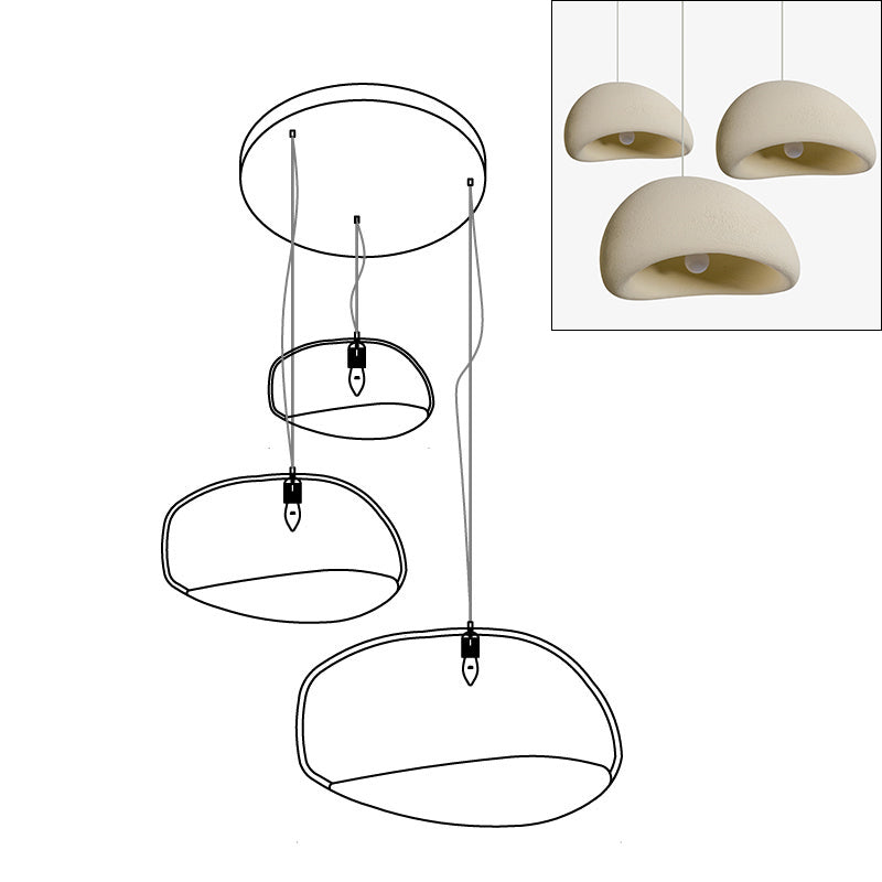 Modern Organic Cloud Chandelier with Rough Texture HDPE Shades and Adjustable Cables