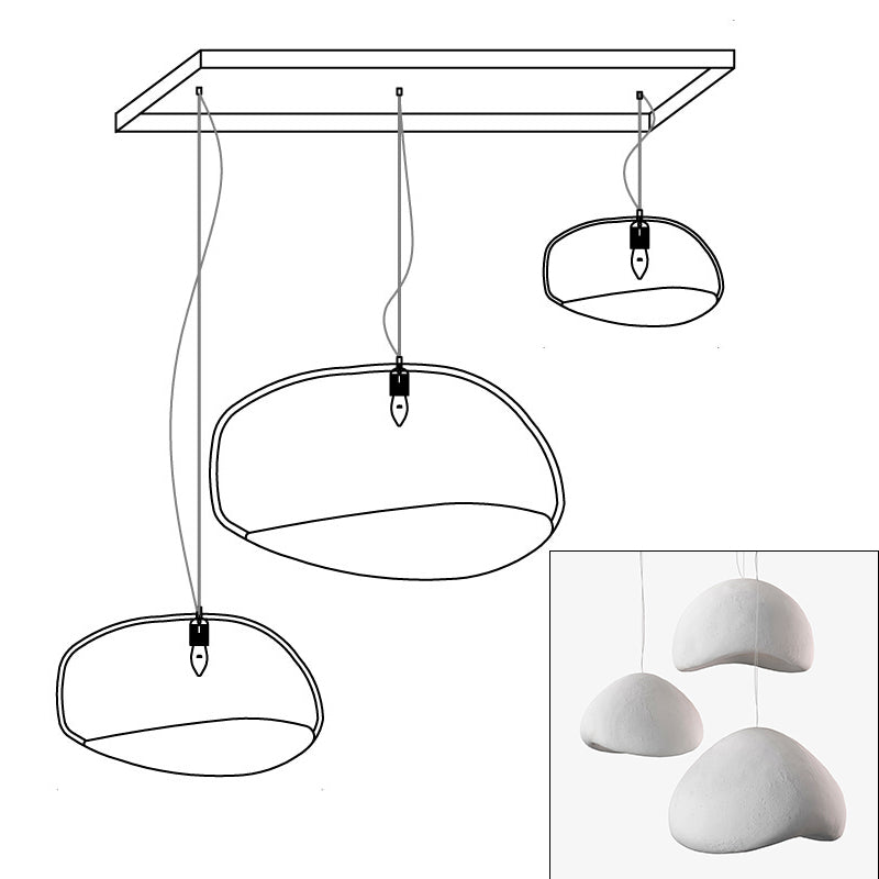 Modern Organic Cloud Chandelier with Rough Texture HDPE Shades and Adjustable Cables