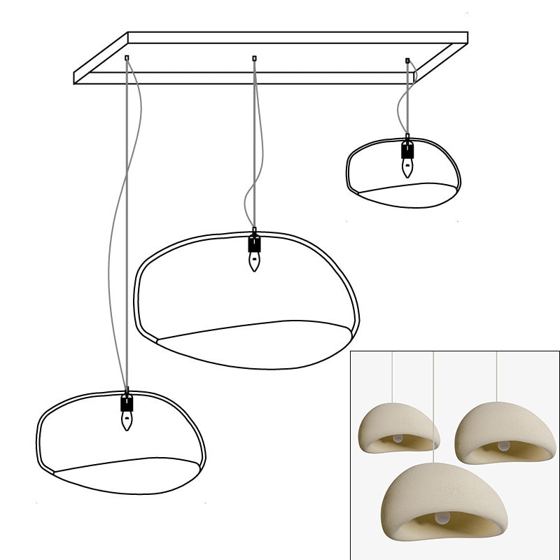 Modern Organic Cloud Chandelier with Rough Texture HDPE Shades and Adjustable Cables