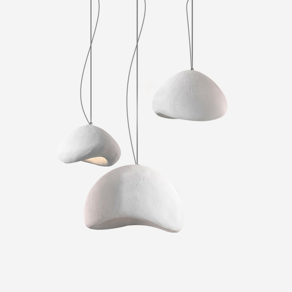 Modern Organic Cloud Chandelier with Rough Texture HDPE Shades and Adjustable Cables