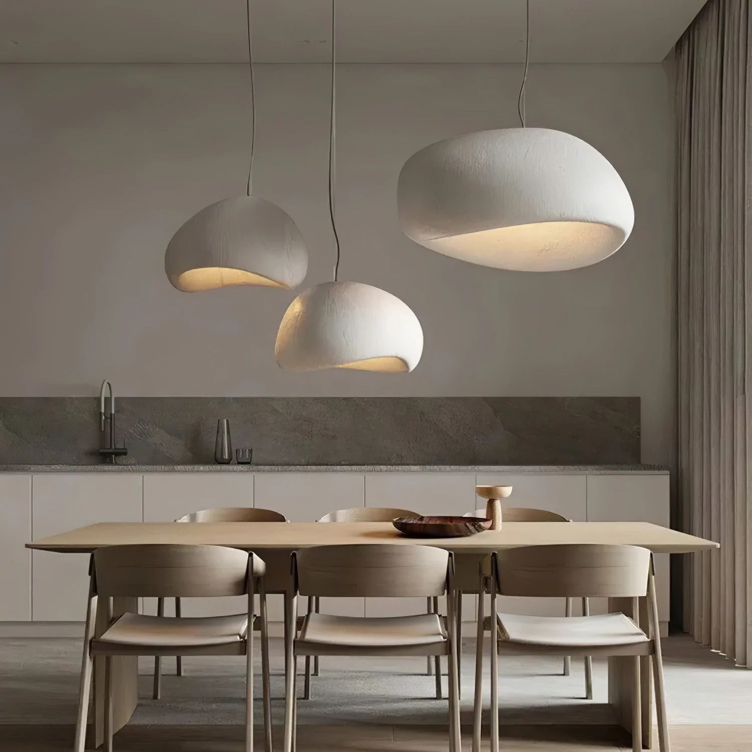 Modern Organic Cloud Chandelier with Rough Texture HDPE Shades and Adjustable Cables