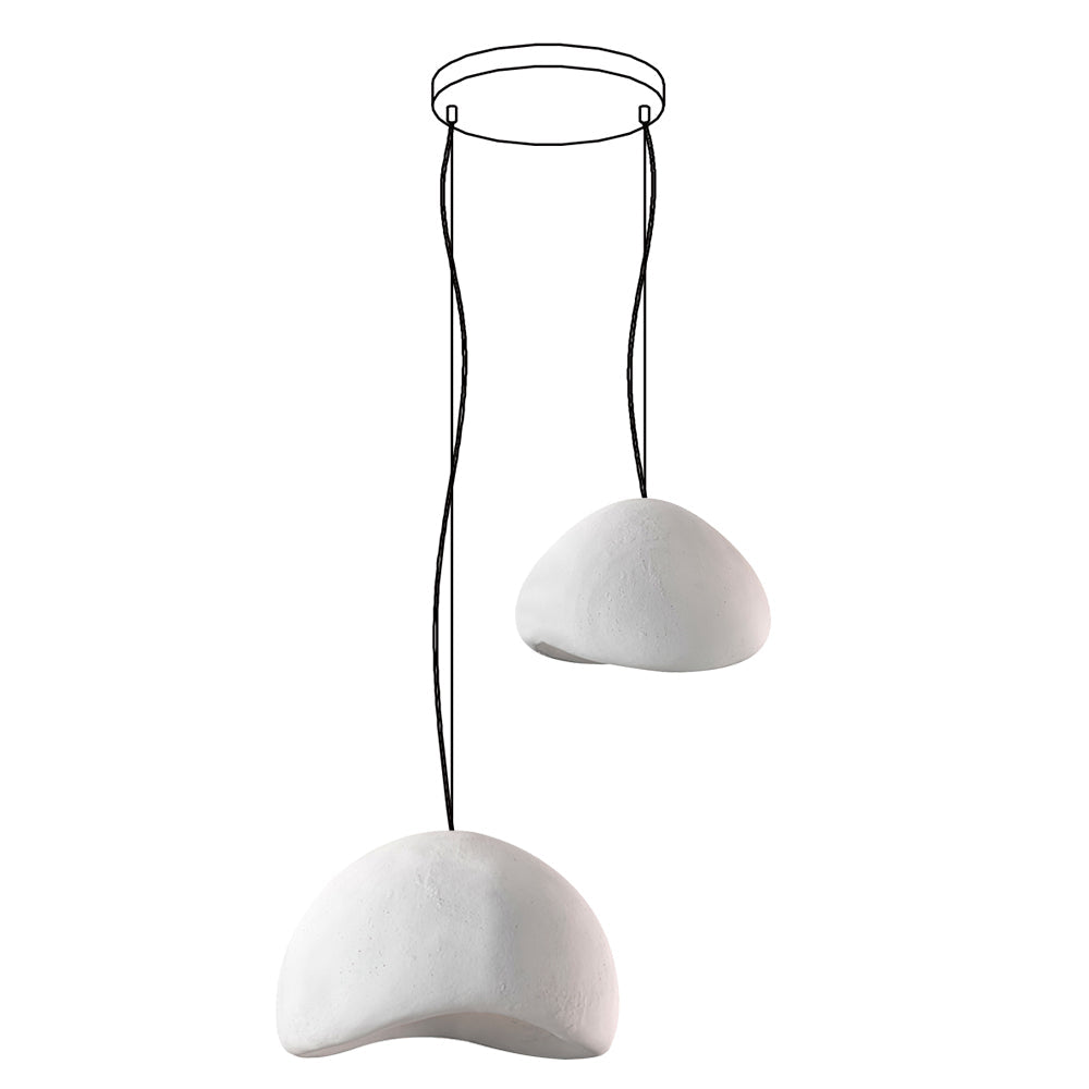 Modern Organic Cloud Chandelier with Rough Texture HDPE Shades and Adjustable Cables