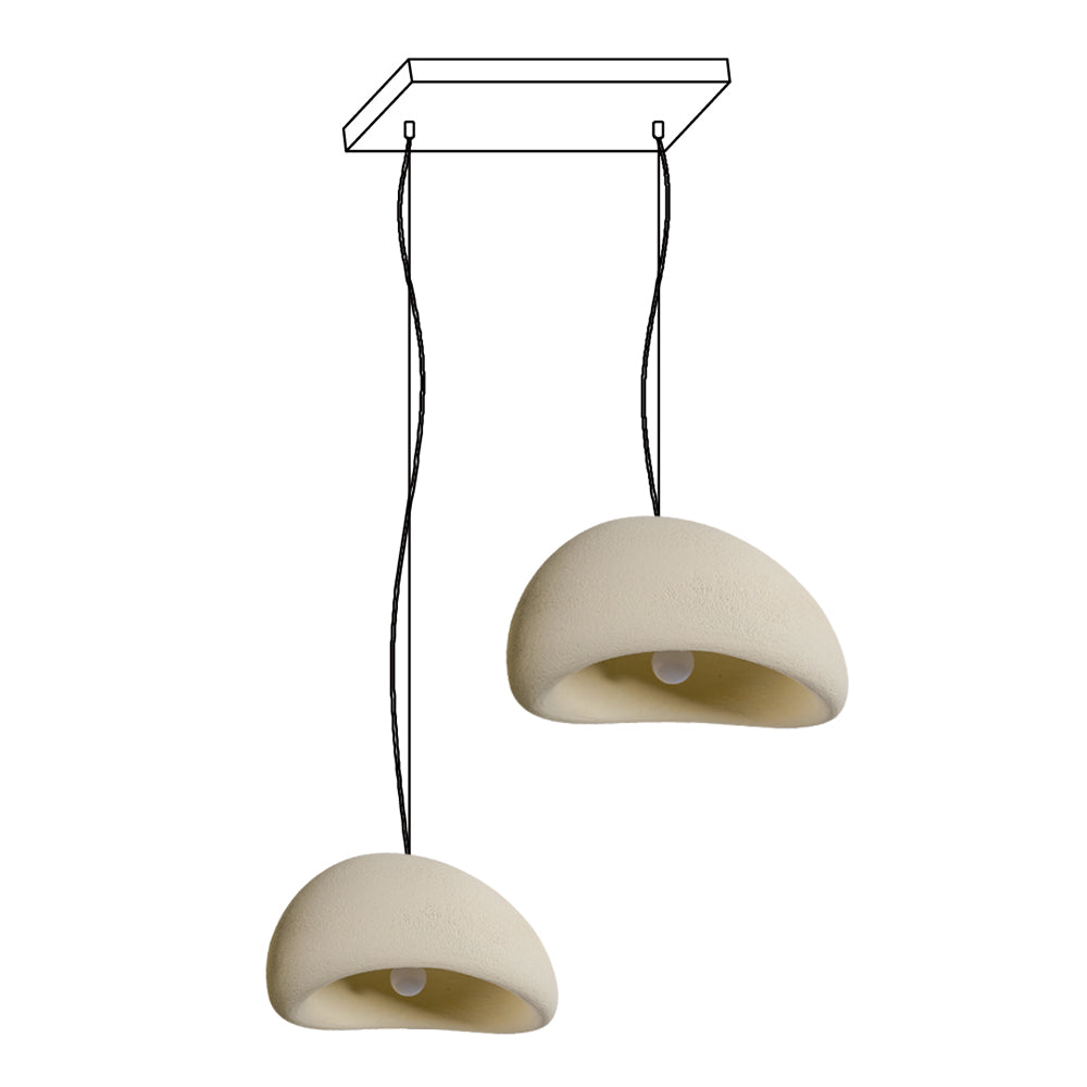 Modern Organic Cloud Chandelier with Rough Texture HDPE Shades and Adjustable Cables