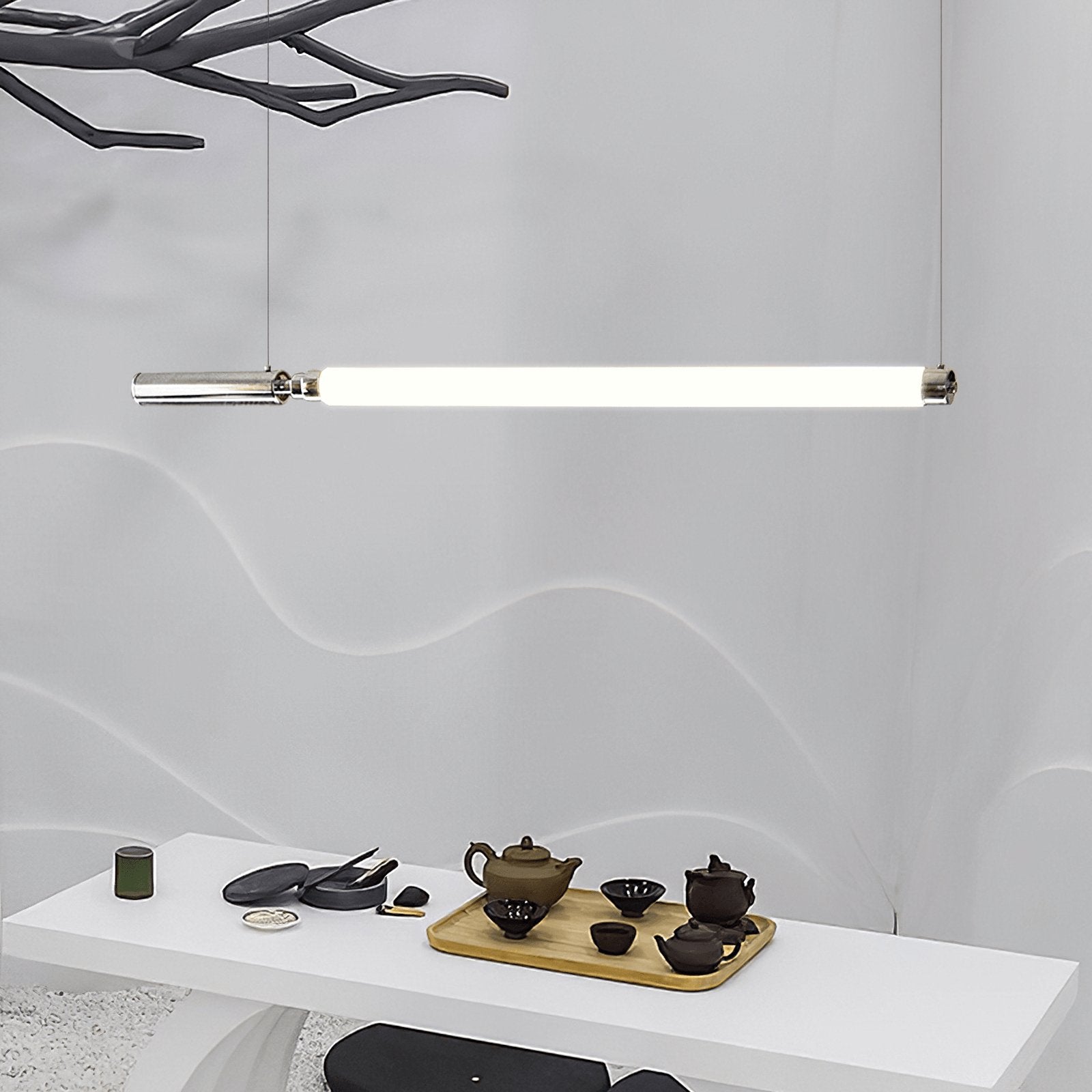 Modern Organic Glass LED Pendant Light with White Shade and Nickel Finish