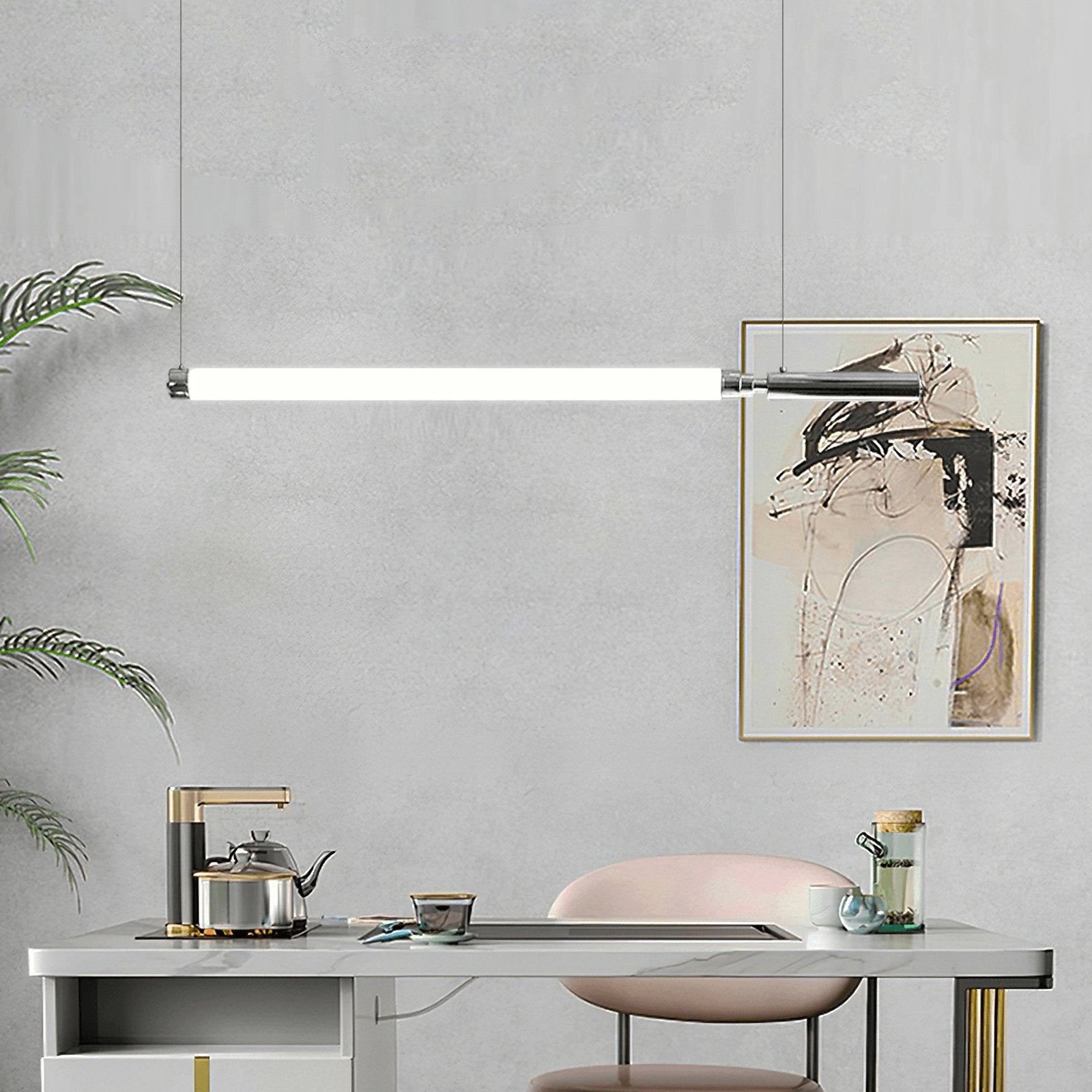 Modern Organic Glass LED Pendant Light with White Shade and Nickel Finish