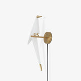 Modern Origami Bird Plug In Wall Sconce Set of 2 Gold and White Adjustable Sconce