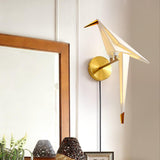 Modern Origami Bird Plug In Wall Sconce Set of 2 Gold and White Adjustable Sconce