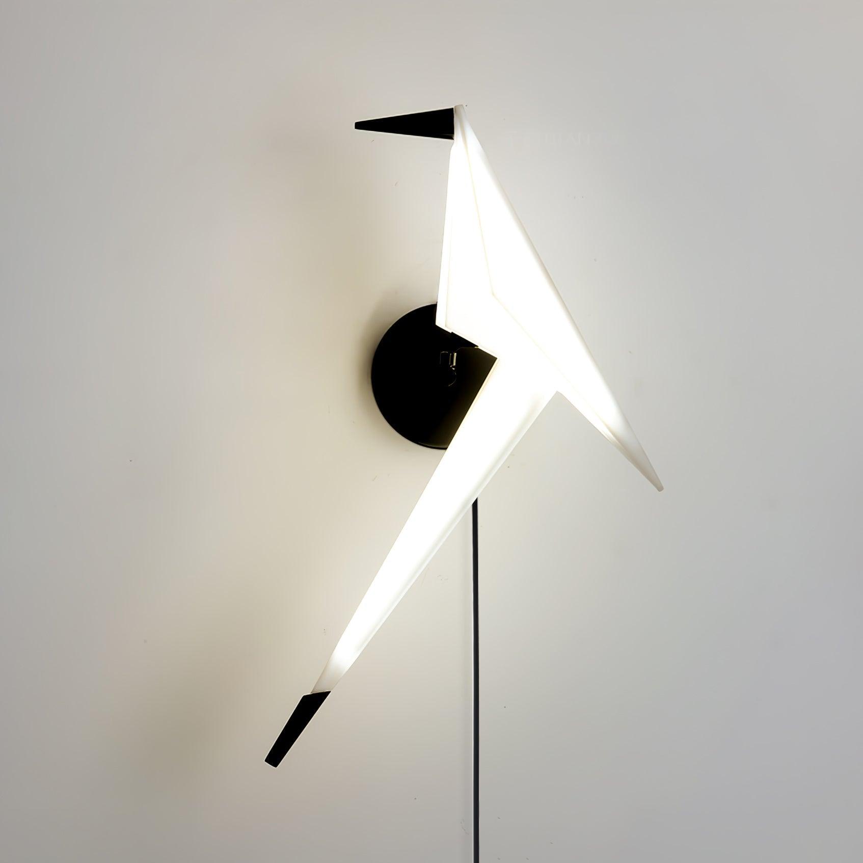 Modern Origami Bird Plug In Wall Sconce Set of 2 Gold and White Adjustable Sconce