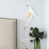 Modern Origami Bird Plug In Wall Sconce Set of 2 Gold and White Adjustable Sconce