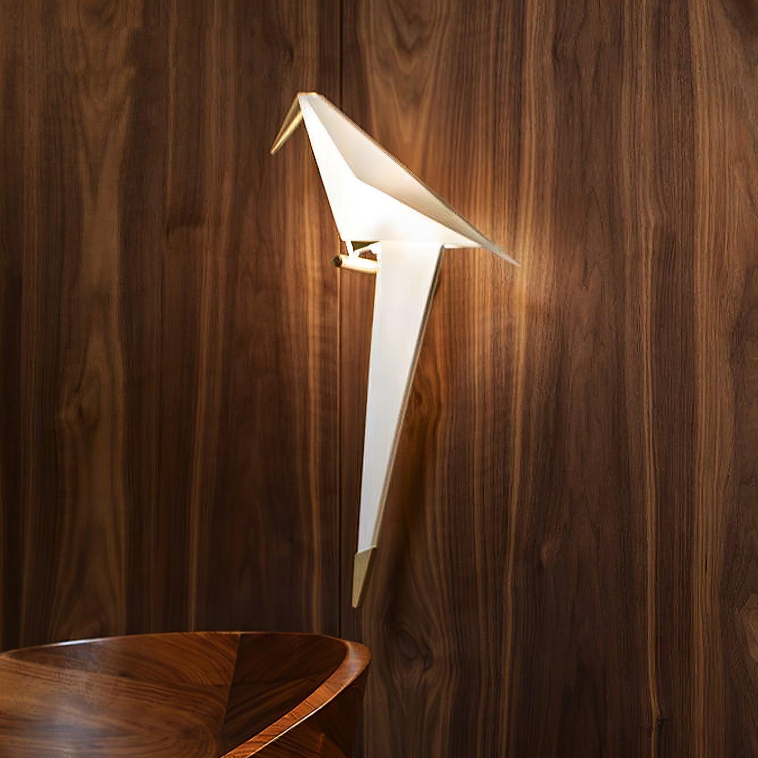 Modern Origami Bird Plug In Wall Sconce Set of 2 Gold and White Adjustable Sconce