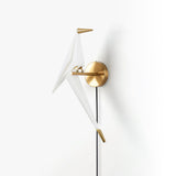 Modern Origami Bird Plug In Wall Sconce Set of 2 Gold and White Adjustable Sconce
