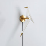 Modern Origami Bird Plug In Wall Sconce Set of 2 Gold and White Adjustable Sconce