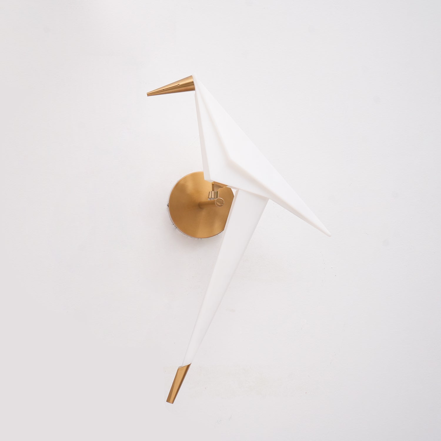Modern Origami Bird Plug In Wall Sconce Set of 2 Gold and White Adjustable Sconce