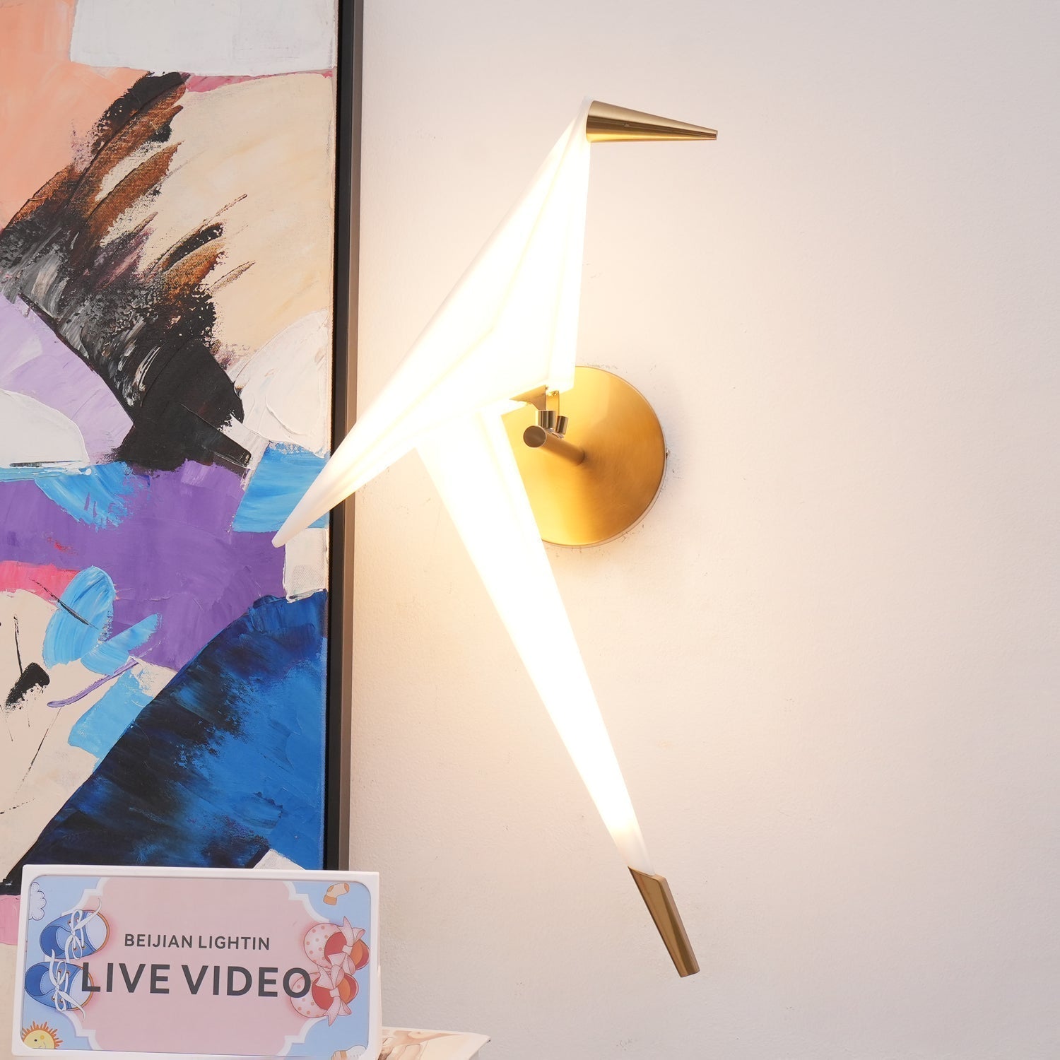 Modern Origami Bird Plug In Wall Sconce Set of 2 Gold and White Adjustable Sconce