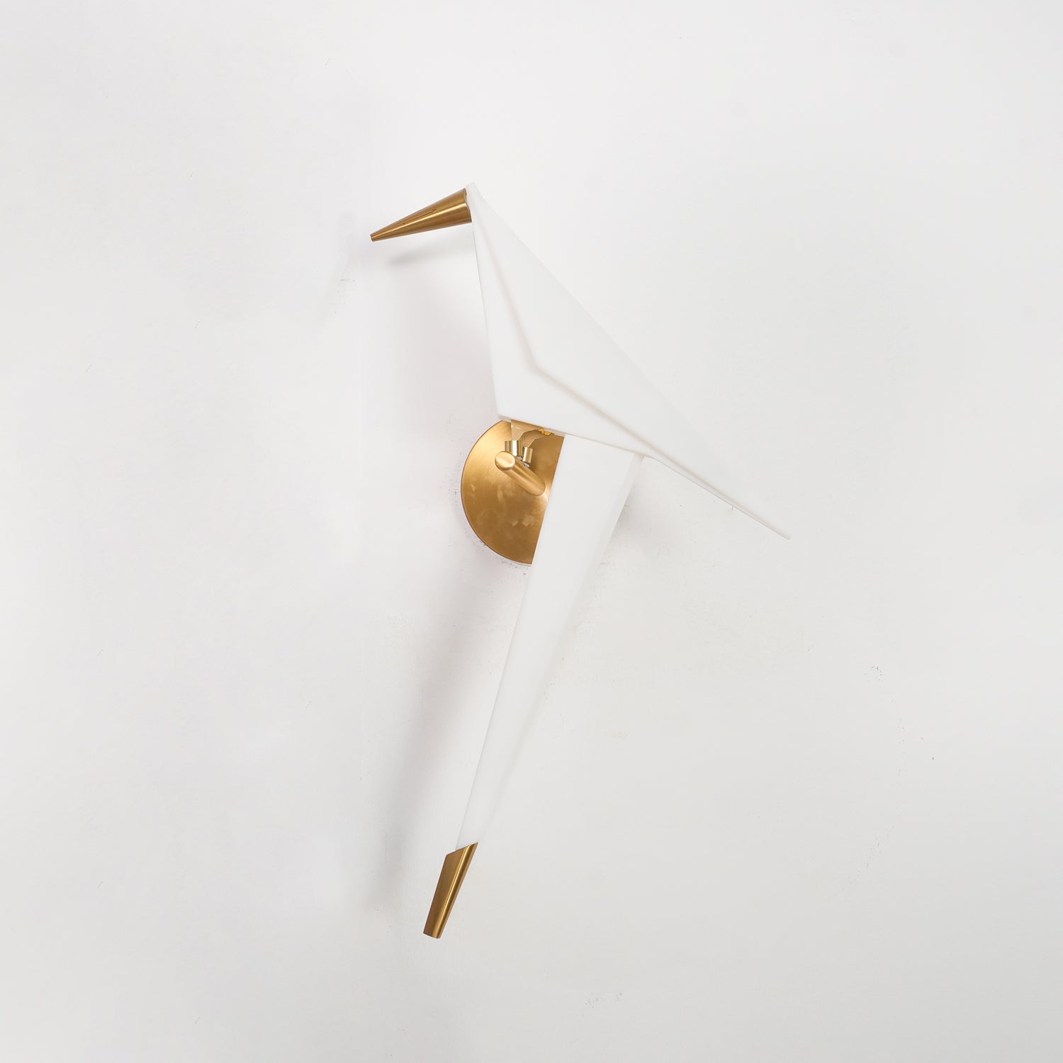 Modern Origami Bird Plug In Wall Sconce Set of 2 Gold and White Adjustable Sconce