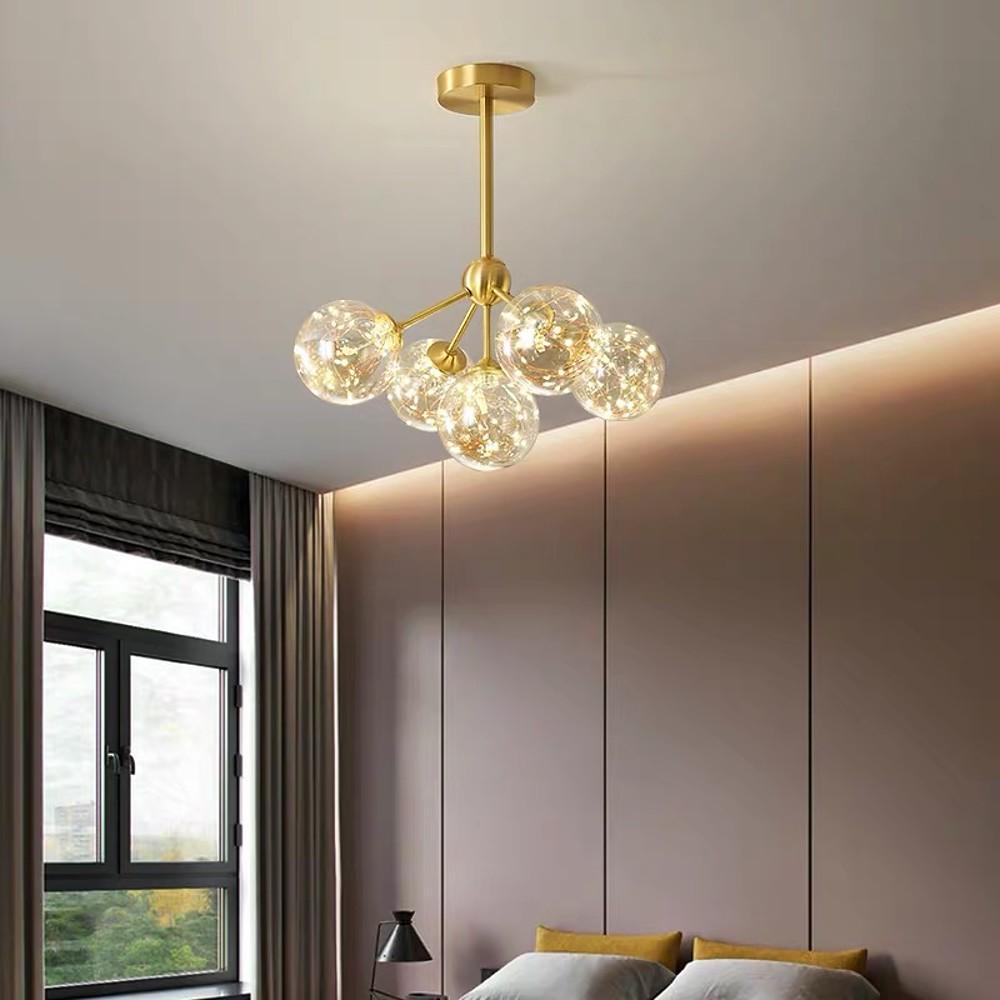 Modern Ornate 30 Inch LED Flush Mount Ceiling Light with Amber and White Glass Globes