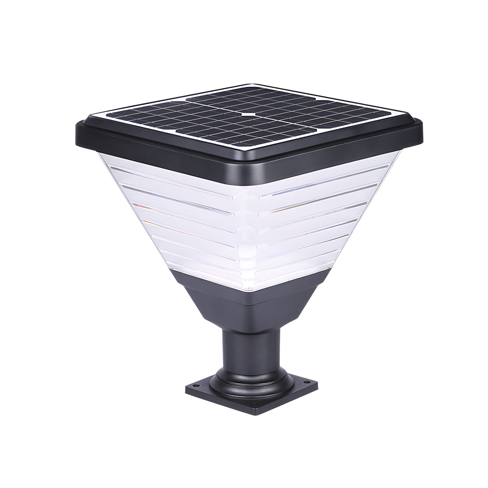 Modern Outdoor Black Square Solar LED Pier Mount Post Light 17.9 Inch Waterproof Pillar Lamp