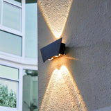 Modern Outdoor LED Up and Down Wall Sconce IP67 Waterproof Black Aluminum Exterior Porch Light