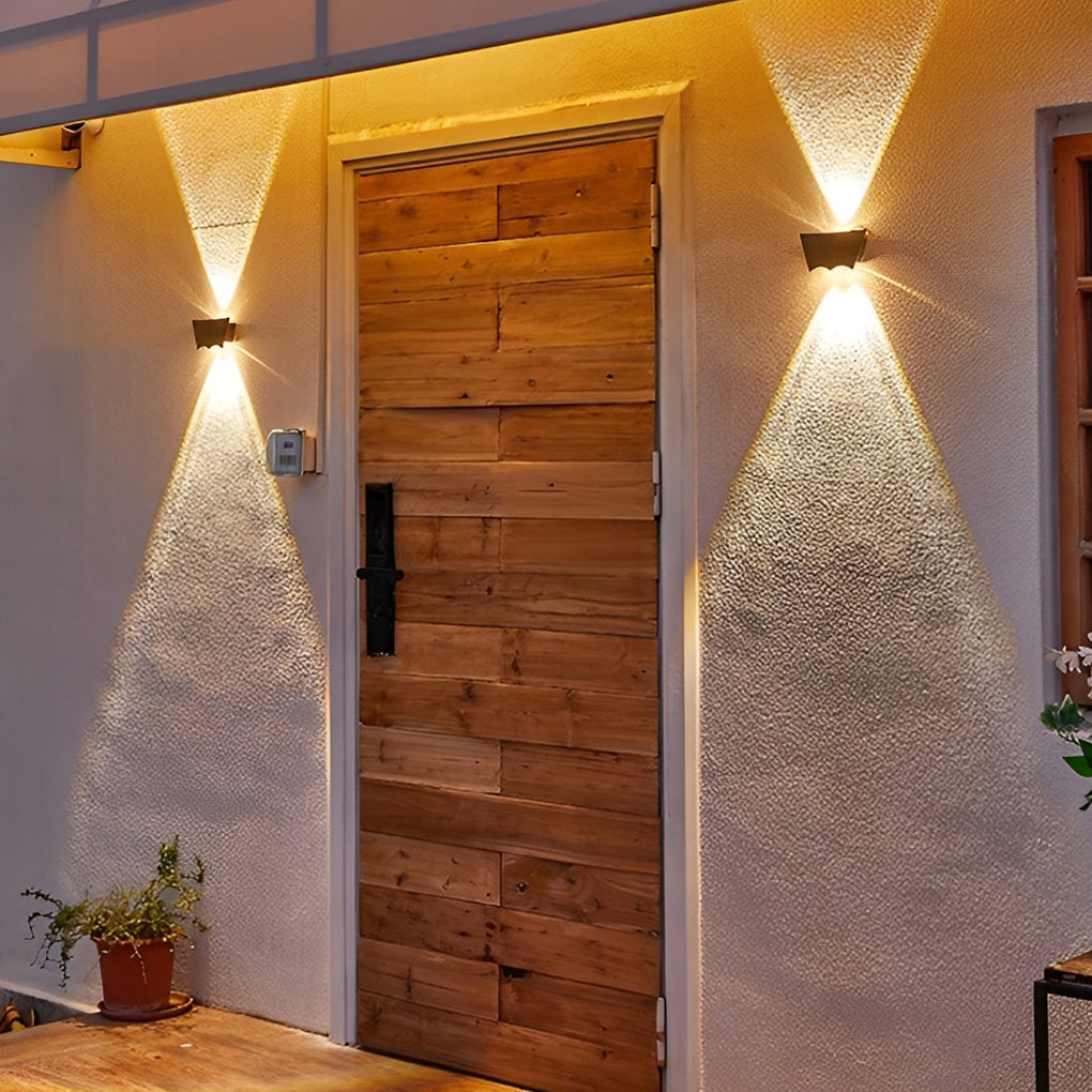 Modern Outdoor LED Up and Down Wall Sconce IP67 Waterproof Black Aluminum Exterior Porch Light