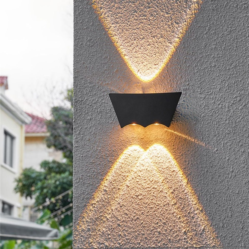 Modern Outdoor LED Up and Down Wall Sconce IP67 Waterproof Black Aluminum Exterior Porch Light