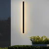 Modern Outdoor Long Strip LED Solar Wall Light Waterproof Black Linear Porch Sconce