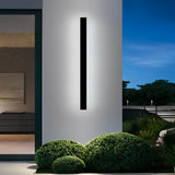 Modern Outdoor Long Strip LED Solar Wall Light Waterproof Black Linear Porch Sconce