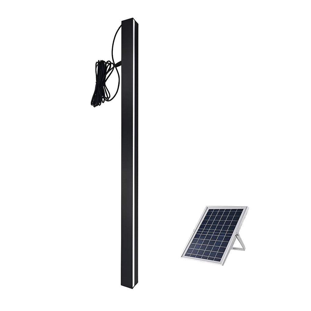 Modern Outdoor Long Strip LED Solar Wall Light Waterproof Black Linear Porch Sconce