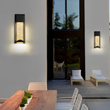 Modern Outdoor Motion Sensor Wall Sconce Waterproof LED Crystal Bubble Glass Porch Light Matte Black