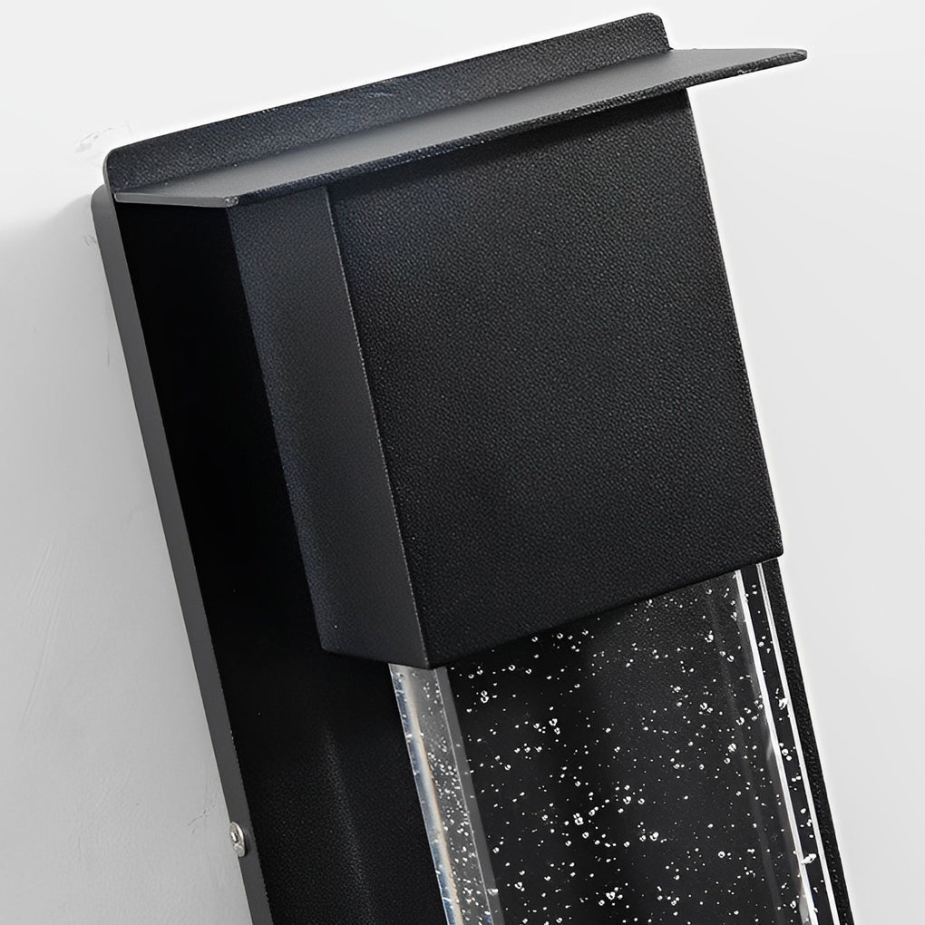Modern Outdoor Motion Sensor Wall Sconce Waterproof LED Crystal Bubble Glass Porch Light Matte Black