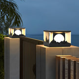 Modern Outdoor Solar Fence Post Lights Mountain Scenery Waterproof LED Landscape Pillar Lighting