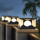 Modern Outdoor Solar Fence Post Lights Mountain Scenery Waterproof LED Landscape Pillar Lighting