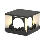 Modern Outdoor Solar Fence Post Lights Mountain Scenery Waterproof LED Landscape Pillar Lighting
