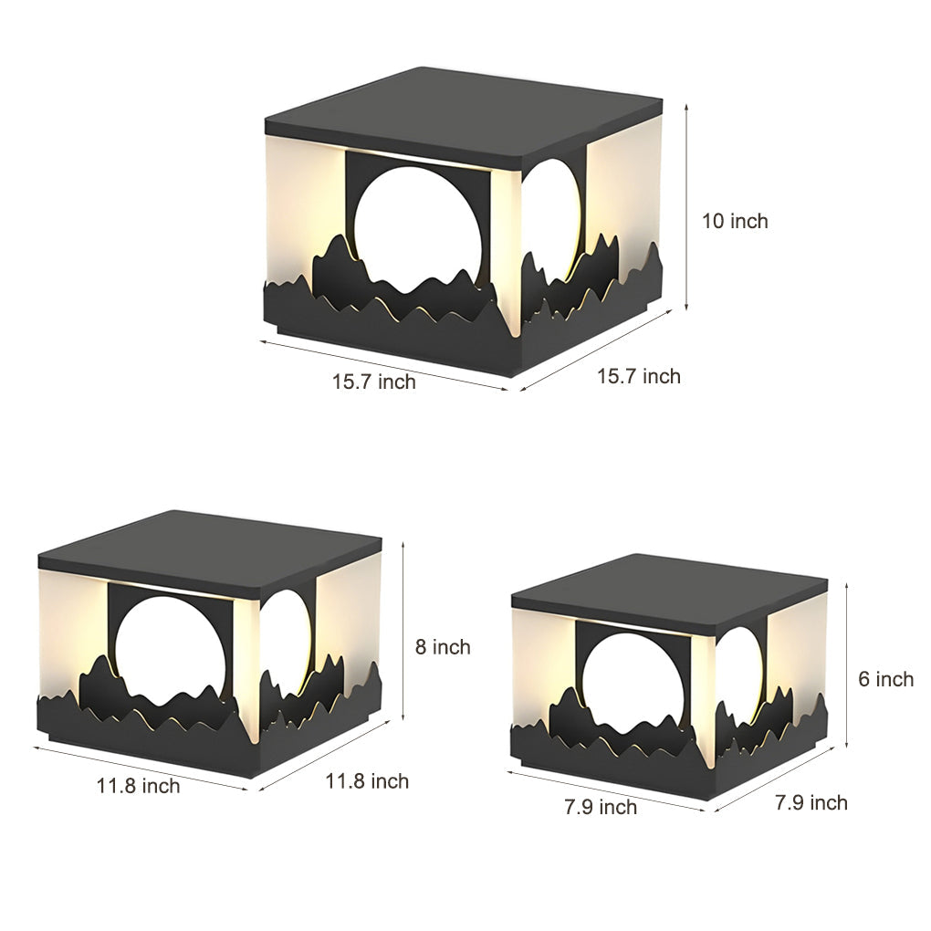 Modern Outdoor Solar Fence Post Lights Mountain Scenery Waterproof LED Landscape Pillar Lighting