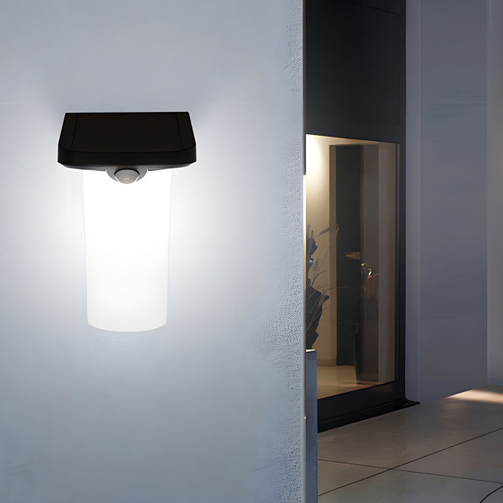 Modern Outdoor Solar Motion Sensor LED Wall Light Black and White Exterior Security Sconce