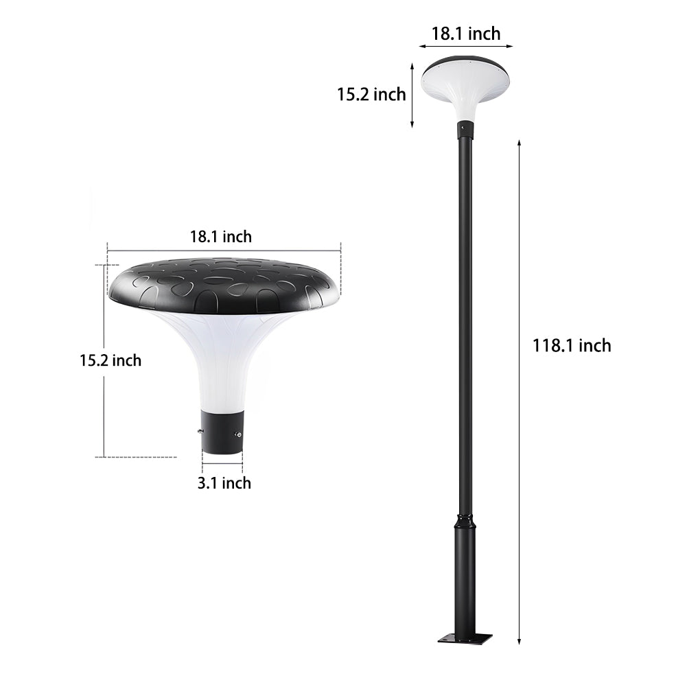 Modern Outdoor Solar Post Light Waterproof Mushroom Shape Garden Street Lamp for Park and Yard