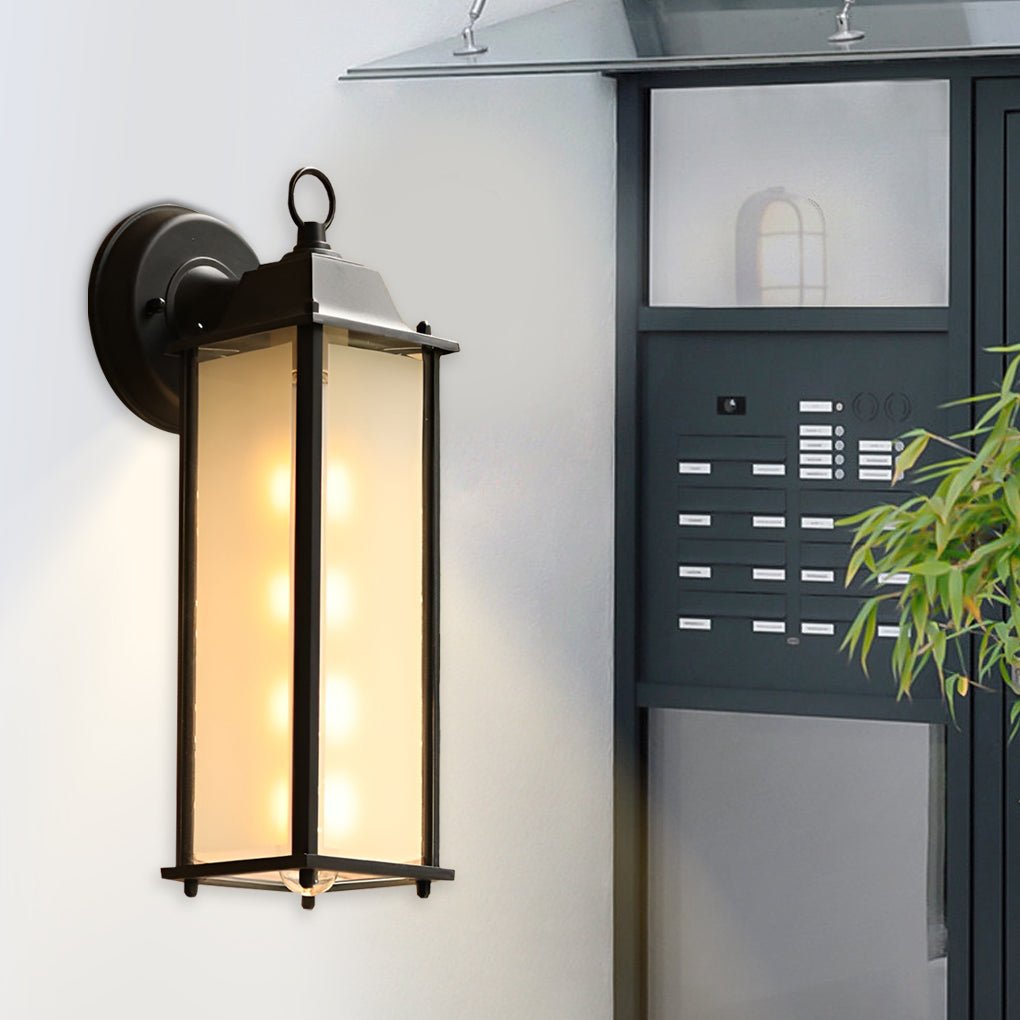 Modern Outdoor Waterproof Square Glass Wall Sconce Aluminum Exterior Porch Lighting