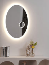 Modern Oval Backlit LED Bathroom Vanity Mirror with Magnifying Glass