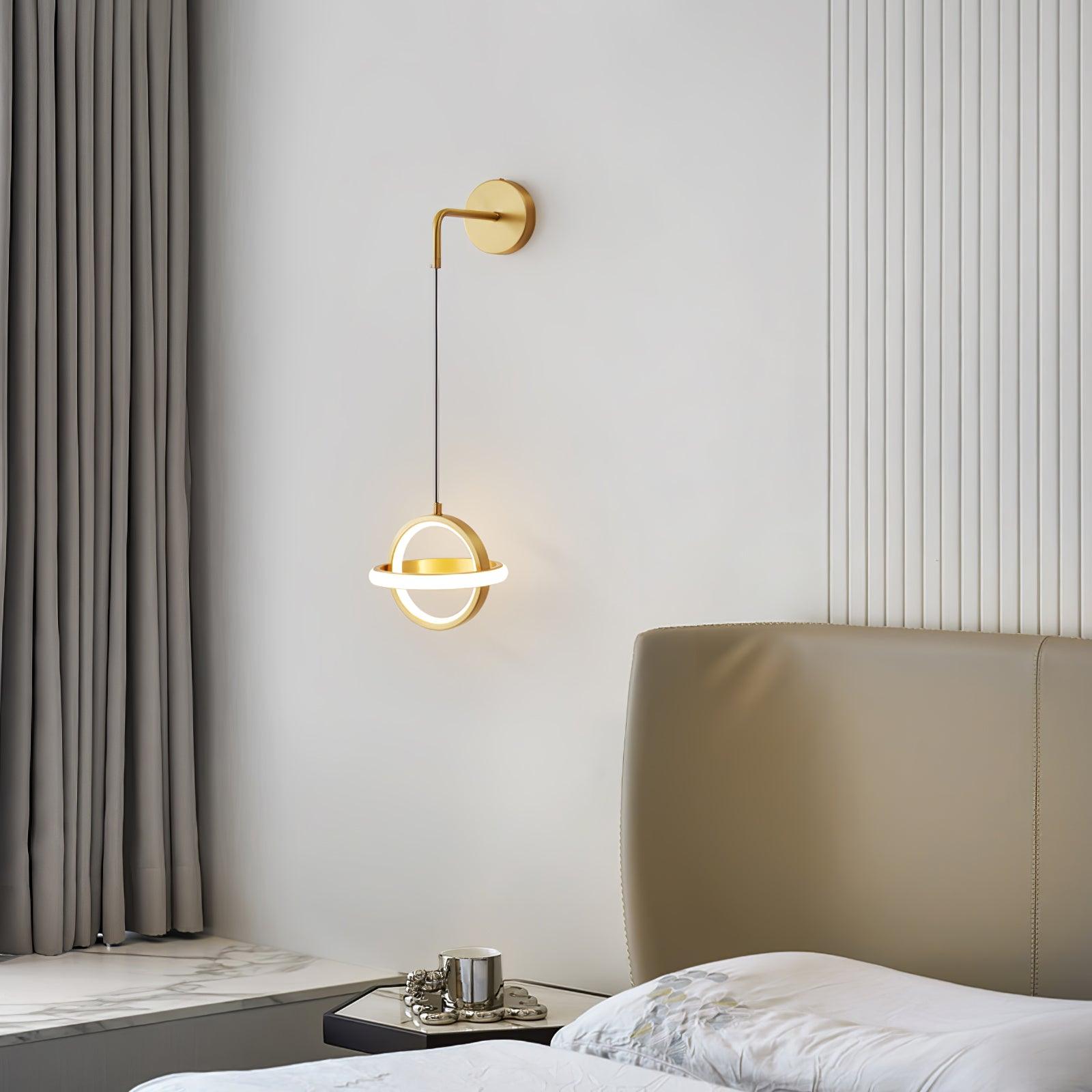 Modern Oval Brass LED Wall Sconce Scandinavian Style Three Color Temperature Fixture