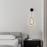 Modern Oval Brass LED Wall Sconce Scandinavian Style Three Color Temperature Fixture