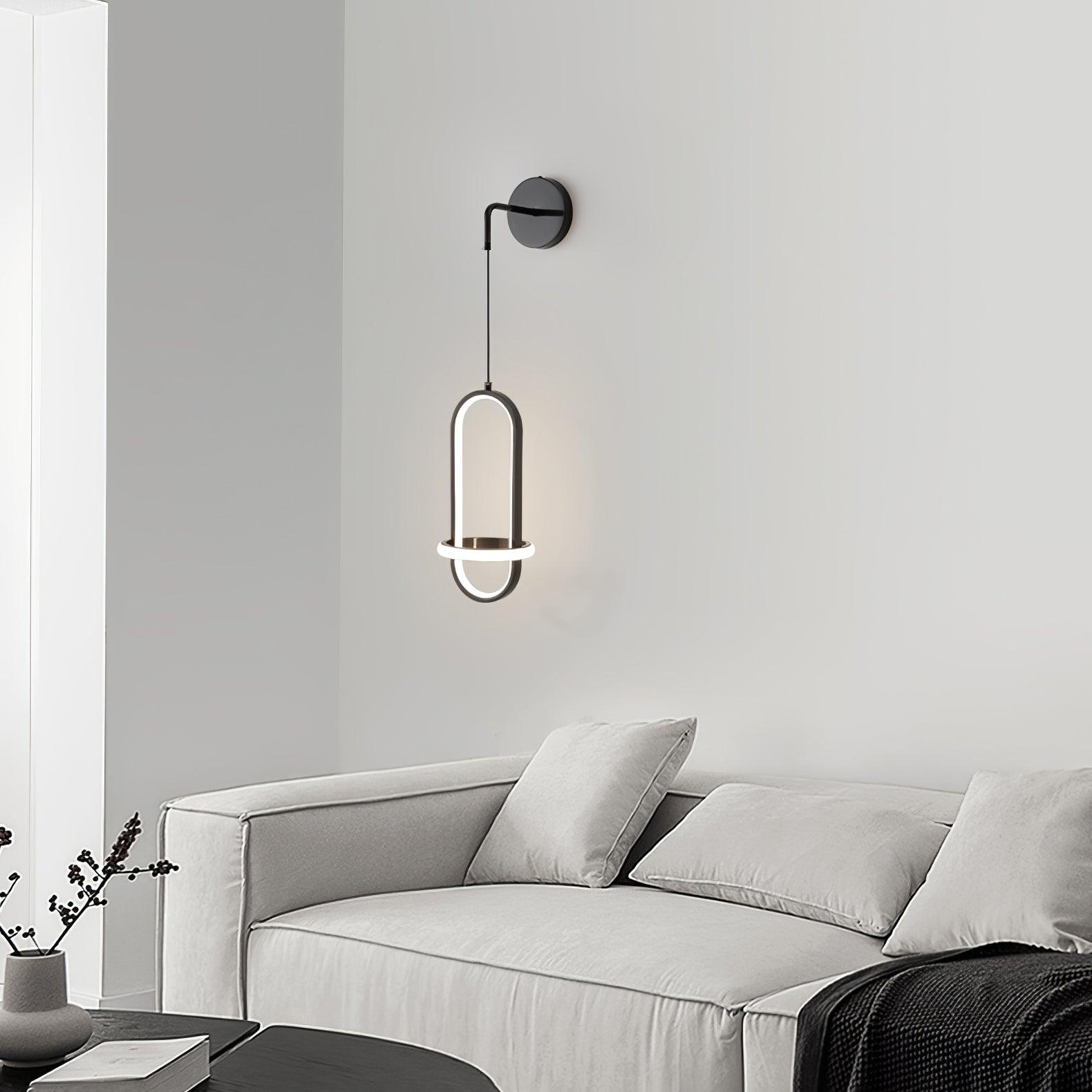 Modern Oval Brass LED Wall Sconce Scandinavian Style Three Color Temperature Fixture