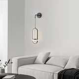 Modern Oval Brass LED Wall Sconce Scandinavian Style Three Color Temperature Fixture