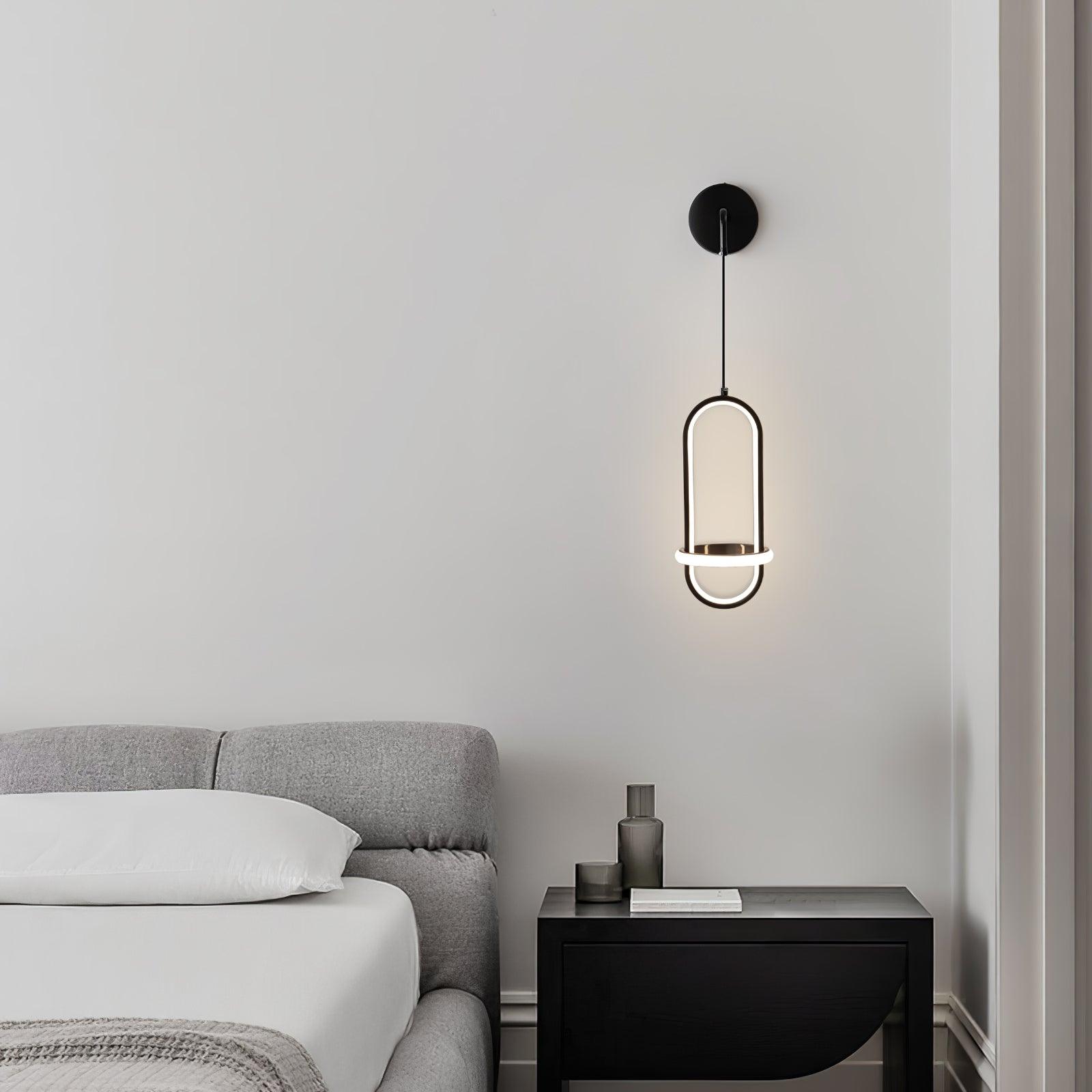 Modern Oval Brass LED Wall Sconce Scandinavian Style Three Color Temperature Fixture