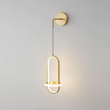 Modern Oval Brass LED Wall Sconce Scandinavian Style Three Color Temperature Fixture