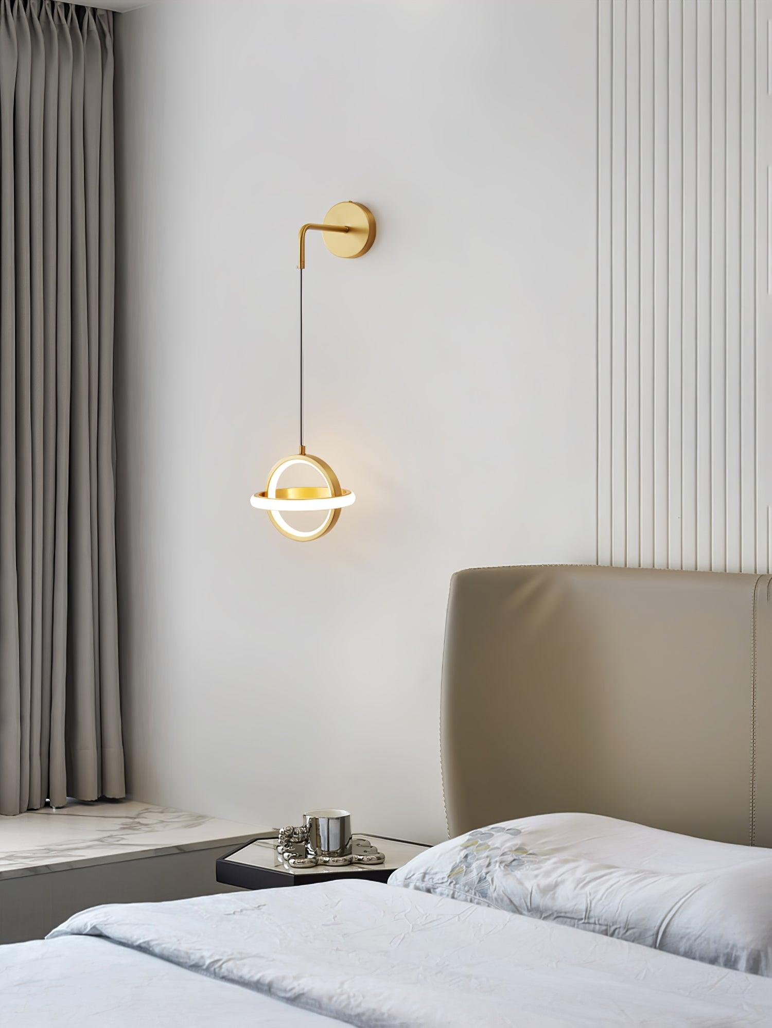 Modern Oval Brass LED Wall Sconce Scandinavian Style Three Color Temperature Fixture