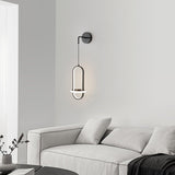 Modern Oval Brass LED Wall Sconce Scandinavian Style Three Color Temperature Fixture