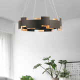 Modern Oval Candelabrum Chandelier Lighting in Black and Gold for Dining Rooms