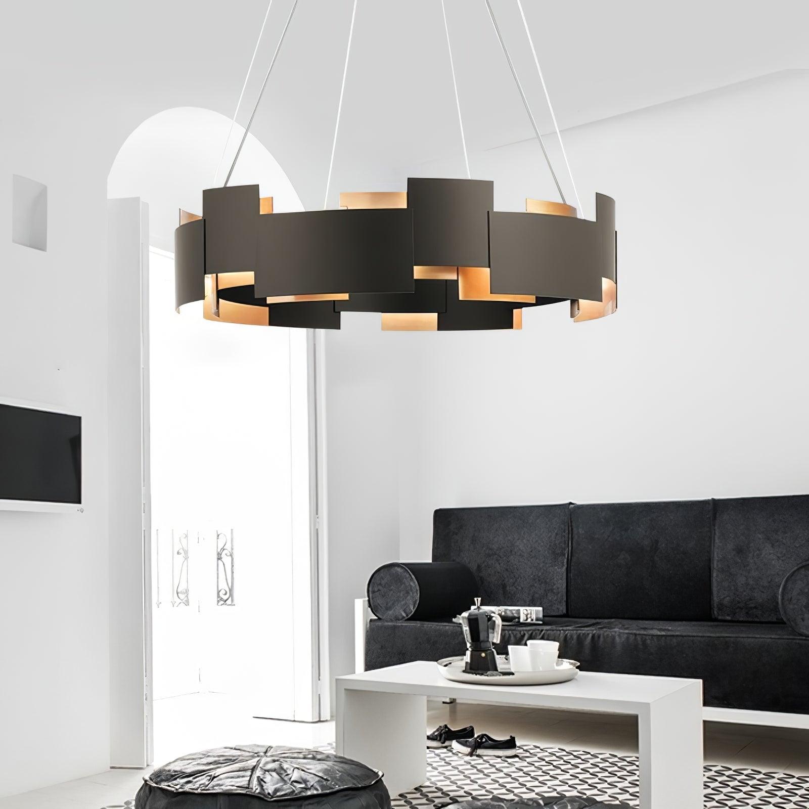 Modern Oval Candelabrum Chandelier Lighting in Black and Gold for Dining Rooms