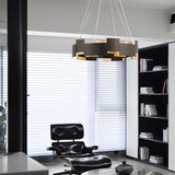 Modern Oval Candelabrum Chandelier Lighting in Black and Gold for Dining Rooms